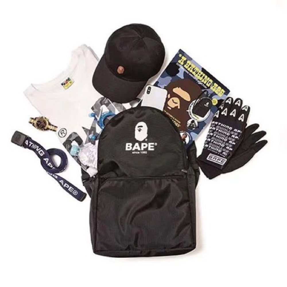 BAPE Happy New Year Mens Backpack Black